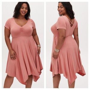 Torrid Dusty Pink Midi Jersey Skater Dress